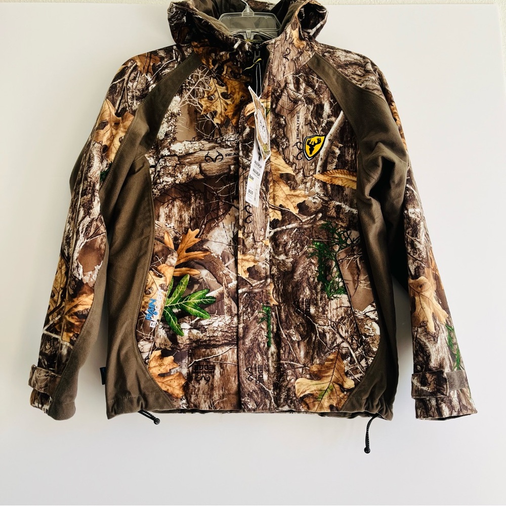 NWT Scent Blocker Hunting Jacket Large 31-32 Realtree Zipper Hood Raincoat